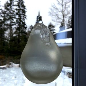 Murano Art Glass Italian Satin & Gold Fruit Pear